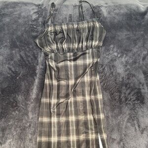 SHEIN Dark Green Checkered Dress